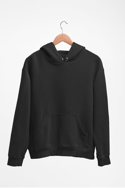 Classic hoodie in black, front view showcasing a minimal and stylish design