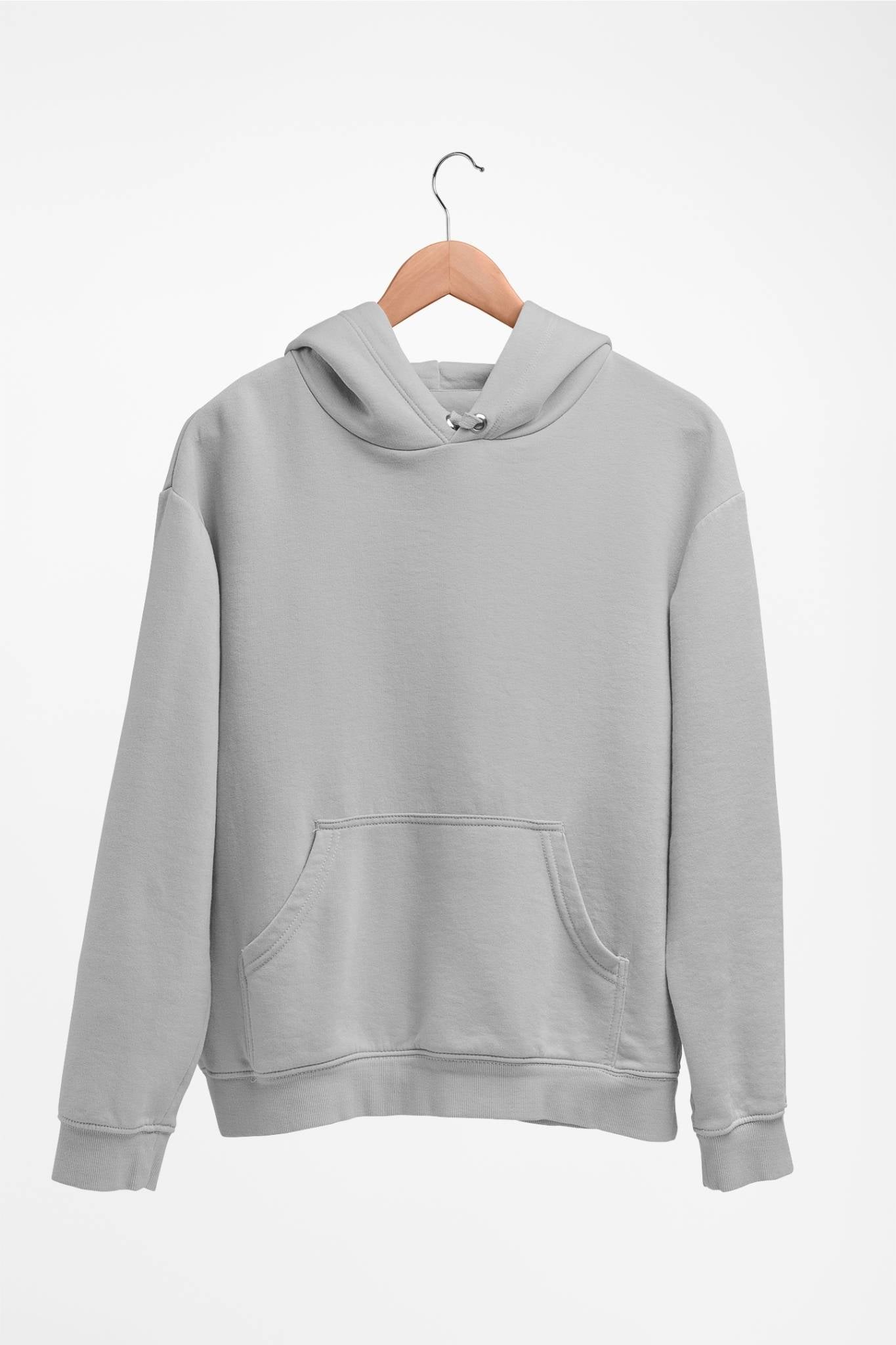 Classic Hoodie in grey melange, front view showcasing relaxed fit and premium fabric