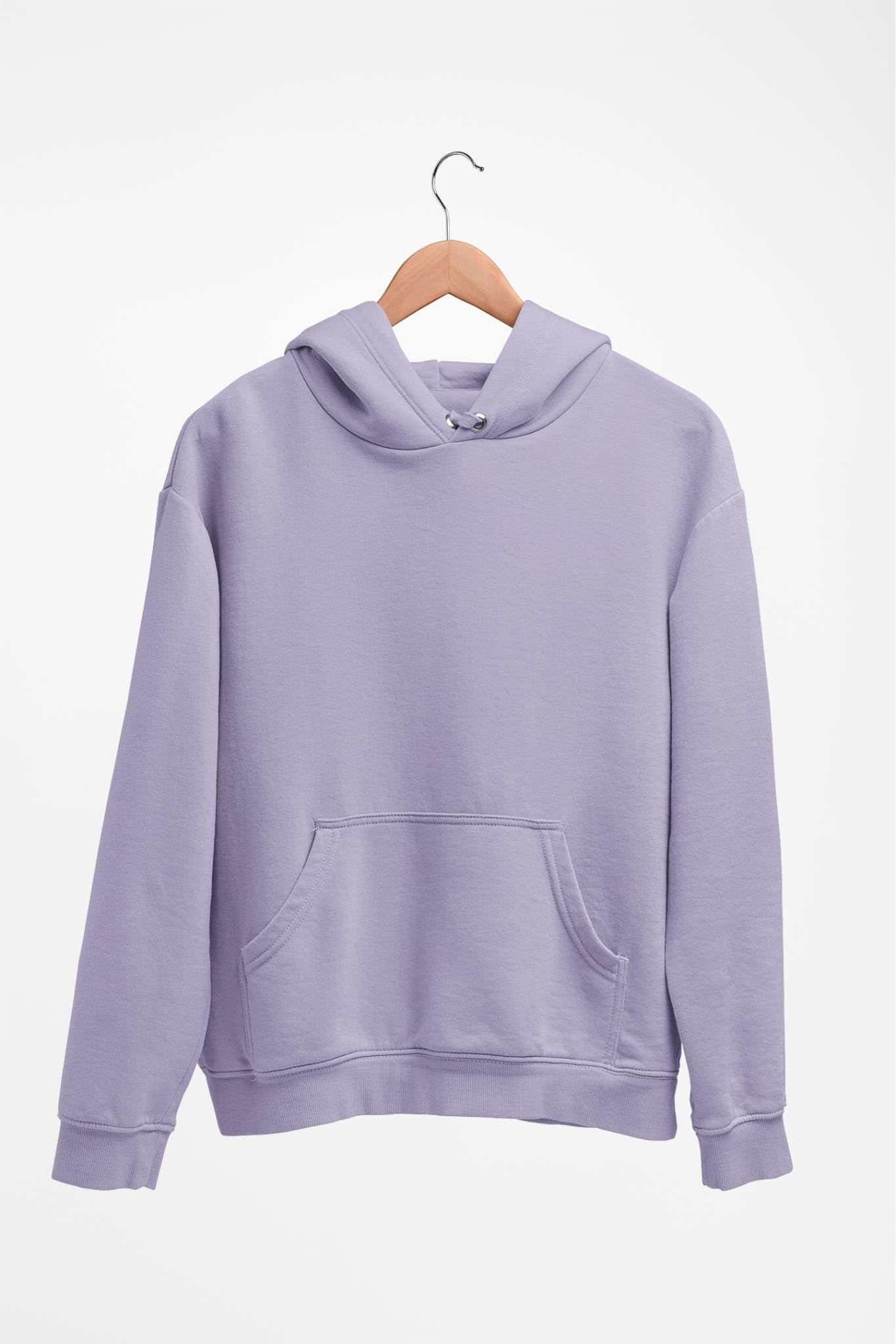 Classic hoodie in lavender, front view showcasing a soft and trendy design