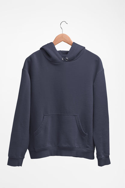 Classic hoodie in navy blue, front view showcasing a sleek and casual fit