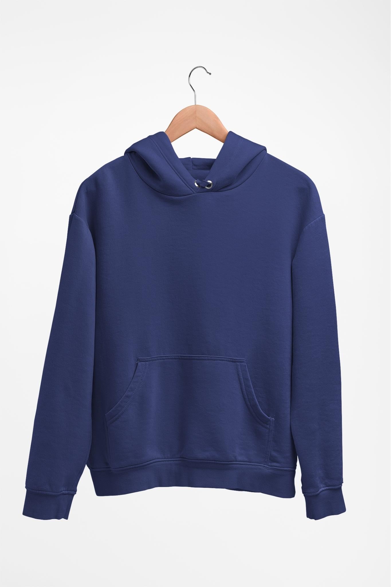 Classic hoodie in royal blue, front view showcasing a bold and stylish design