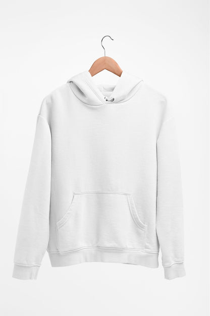 Classic hoodie in white, front view showcasing a minimalist and versatile design