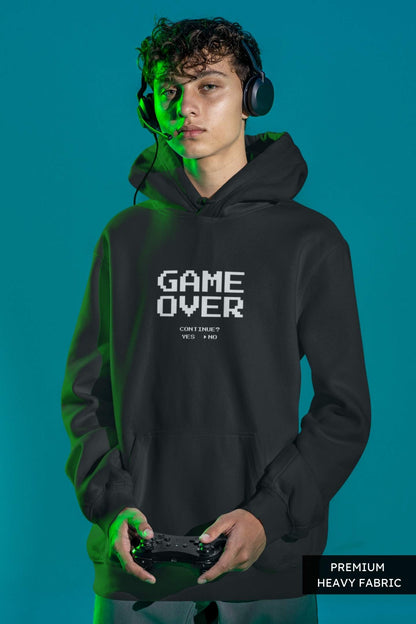 Oversized Gamer Hoodie in black, front view showcasing bold graphic design and relaxed fit